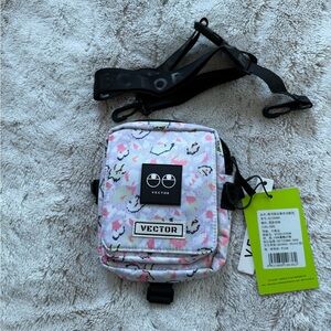 Vector Pink and White Ski Snowboard Crossbody Bag